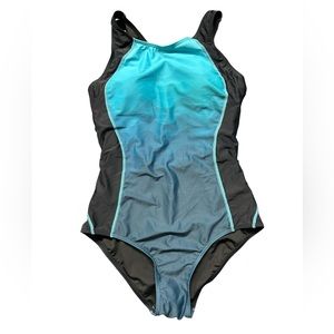 CHARMO womens modest athletic one piece racerback O back swimsuit Size S NWT